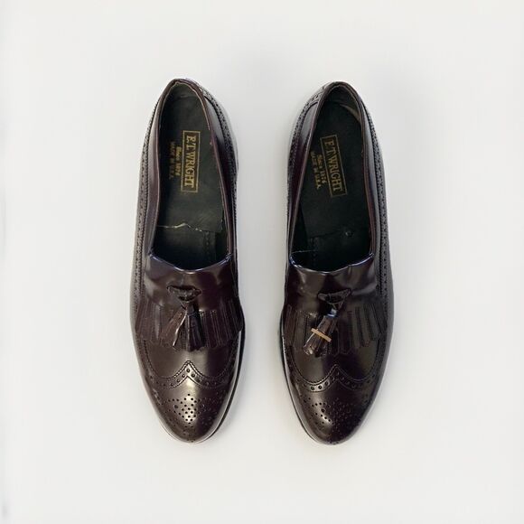 ET Wright Mens Leather Wing Tip Brogue Kiltie Tassel Loafers Burgundy US 9 D NIB main image 11